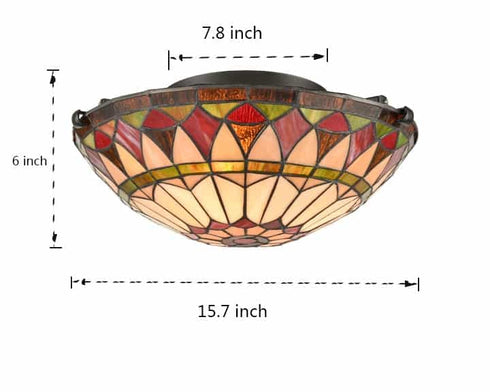 Vintage Tiffany Style Mission Semi Flush Ceiling Light